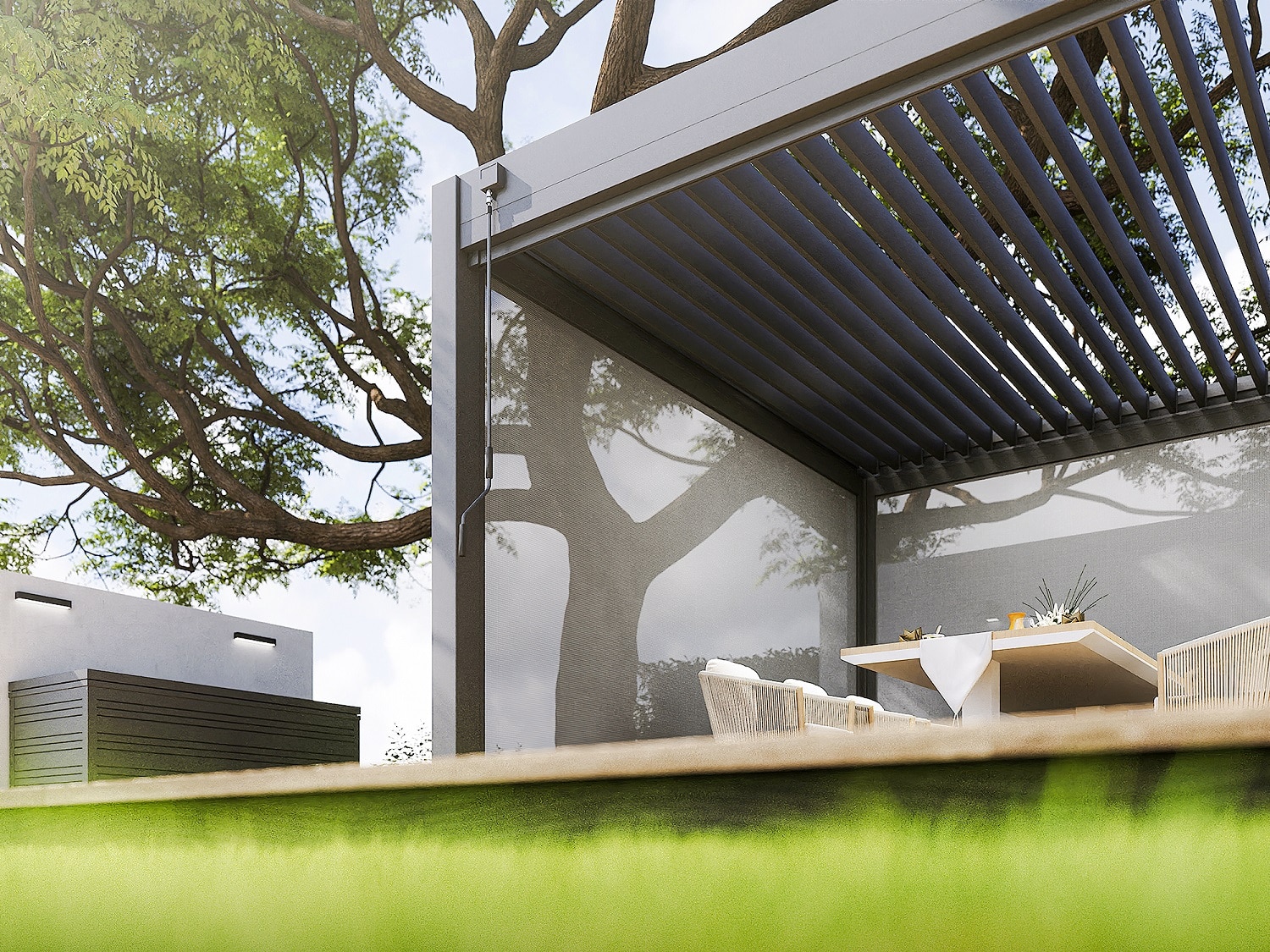 פרגולה אלומיניום דגם פריים 4X8 גג נפתח