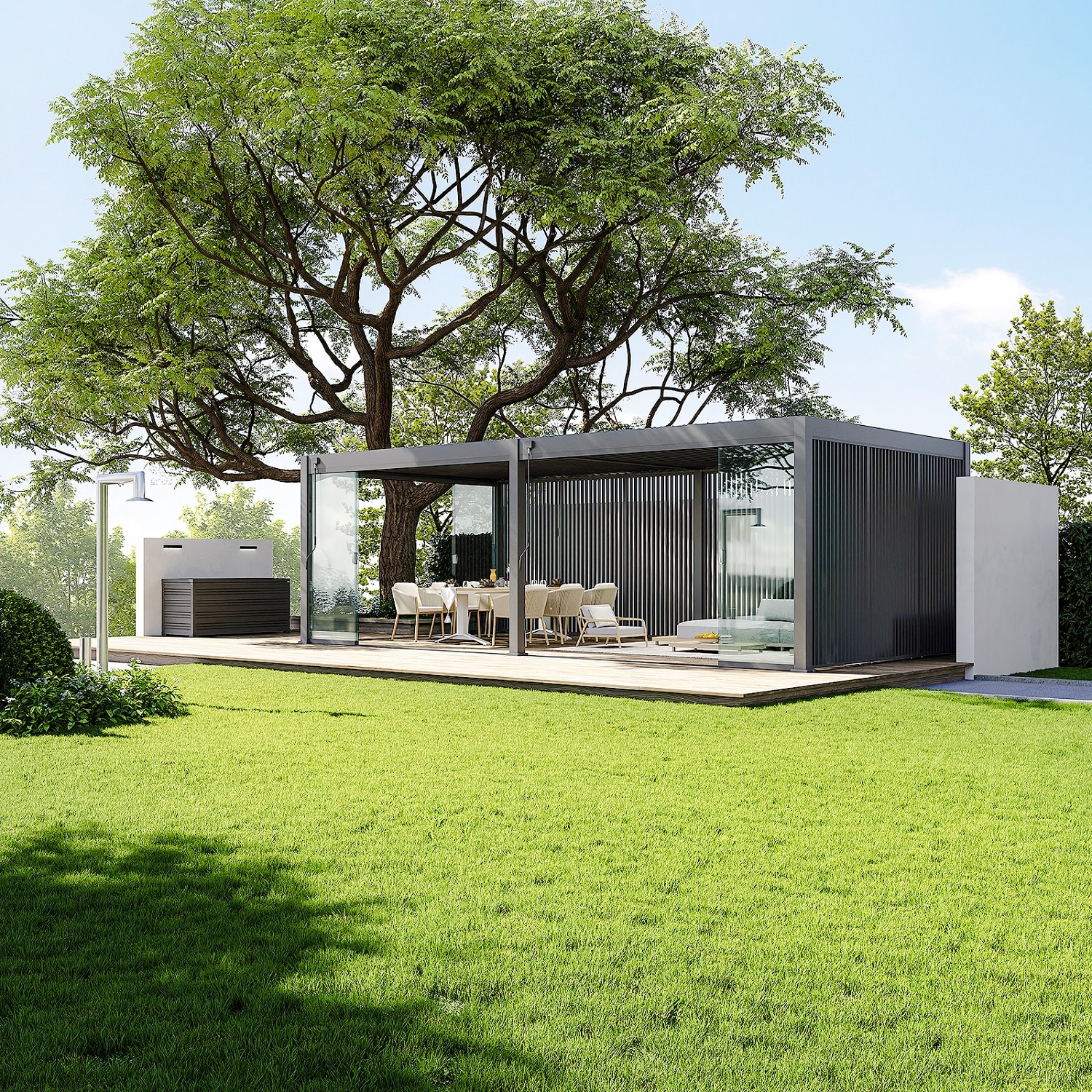 פרגולה אלומיניום דגם פריים 4X8 גג נפתח