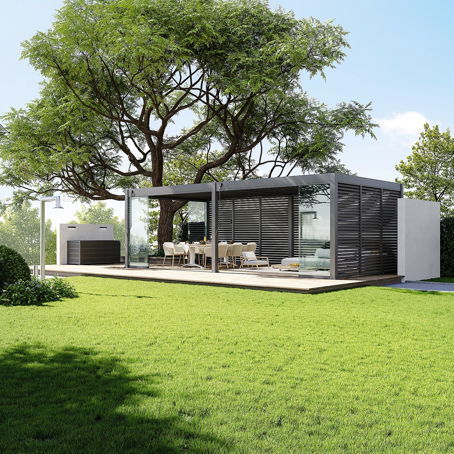 פרגולה אלומיניום דגם פריים 4X8 גג נפתח