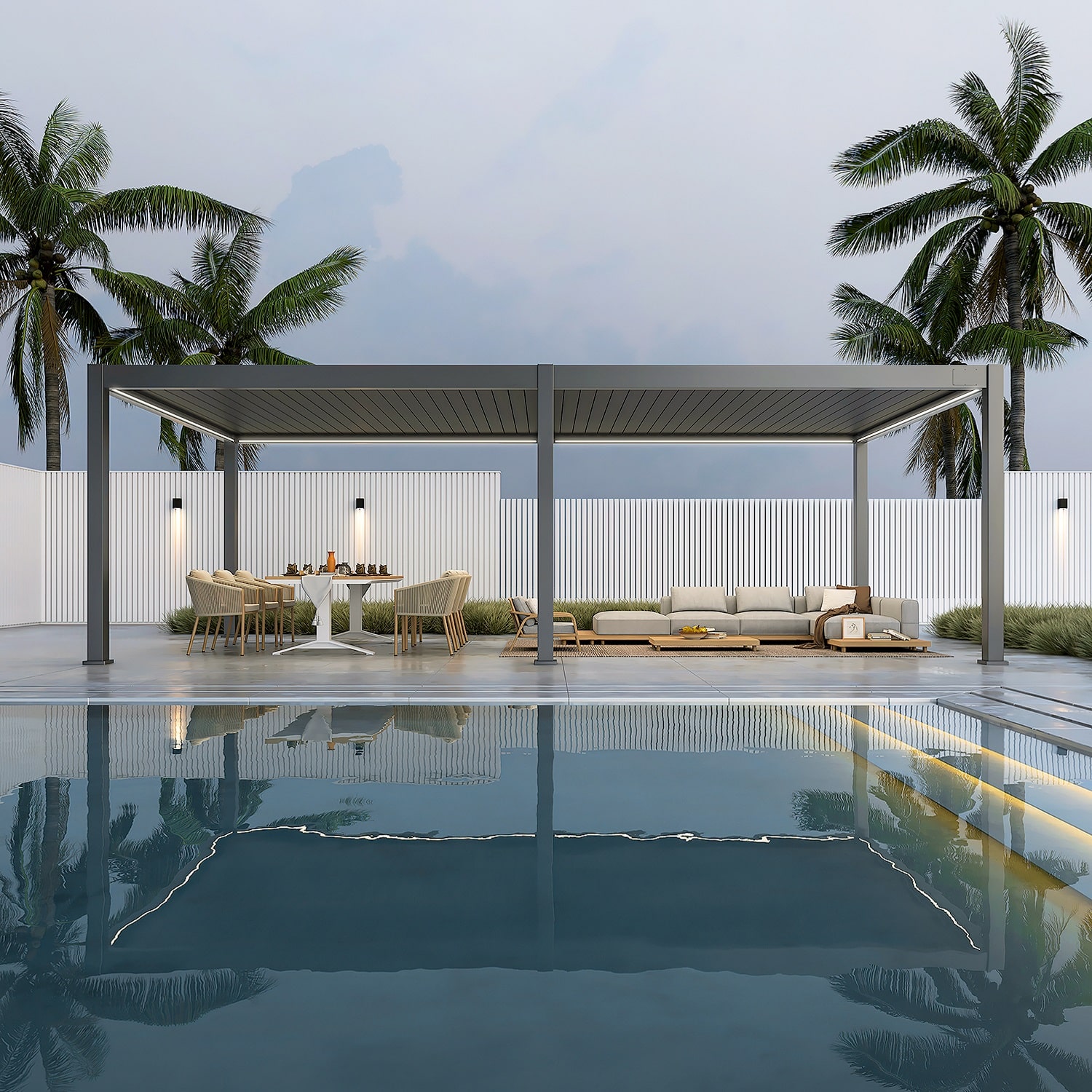 פרגולה אלומיניום דגם פריים 4X8 גג נפתח