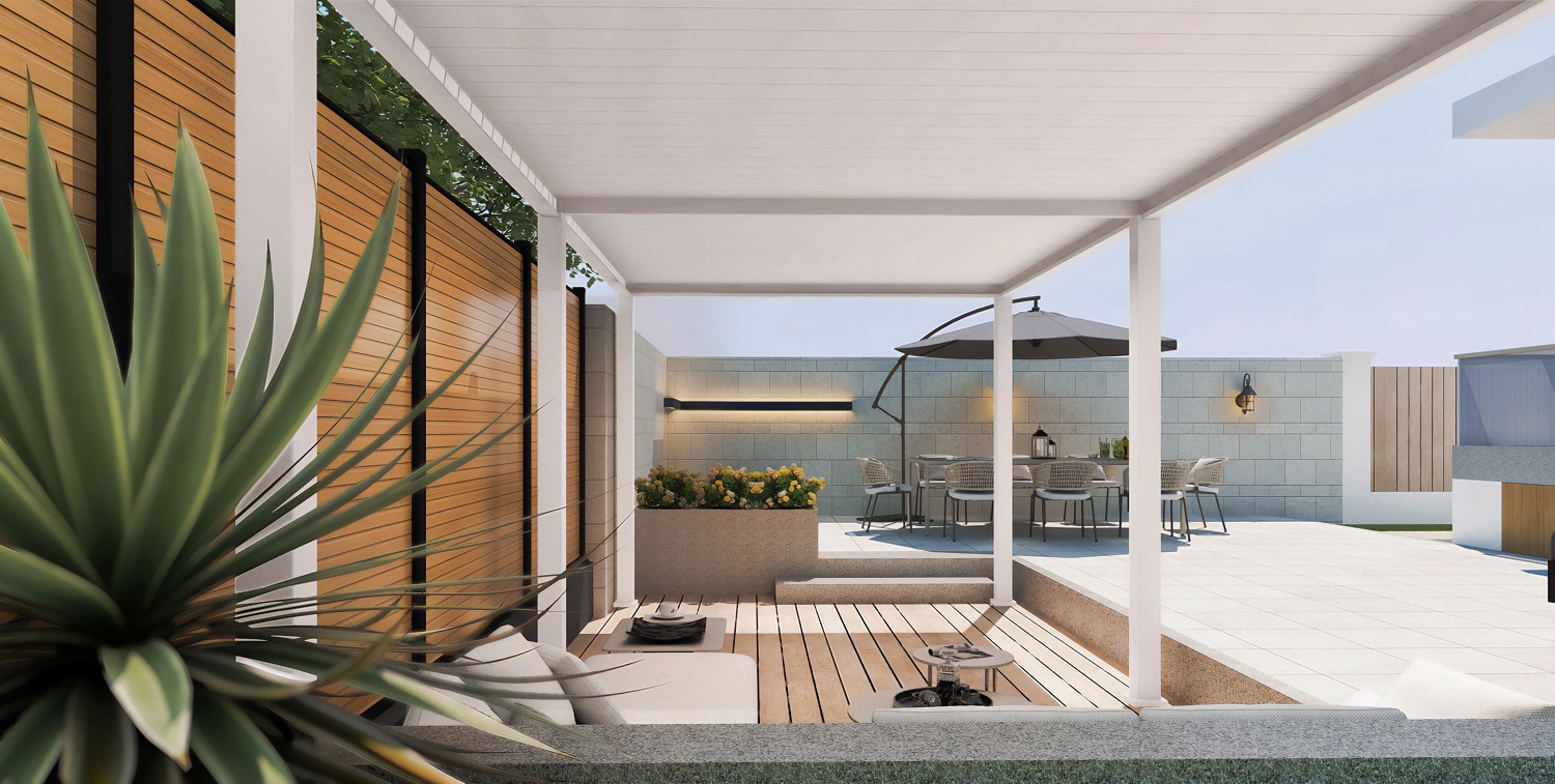 פרגולה אלומיניום דגם פלוס 3X6 גג חשמלי