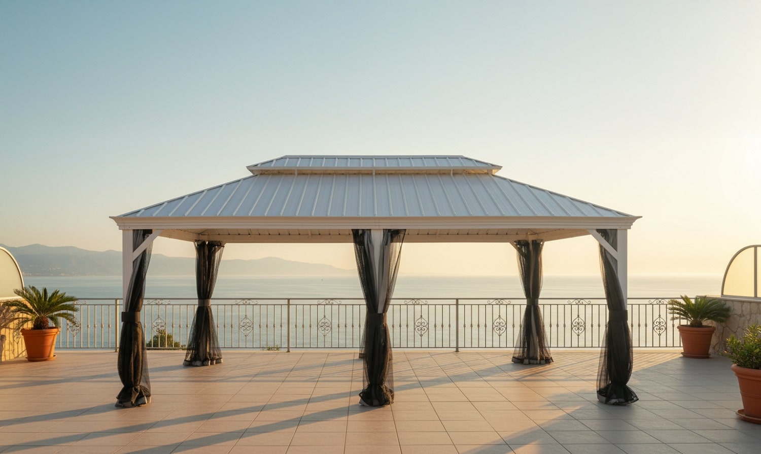 גזיבו אלומיניום דגם קנזס דלוקס 3.65X6 מטר