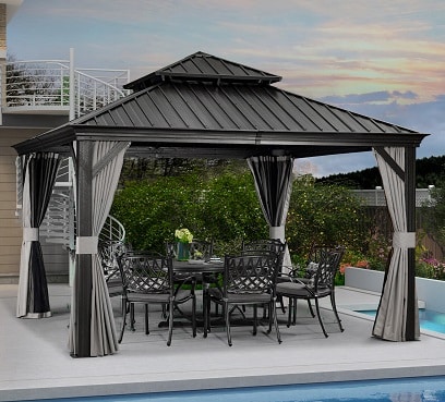 גזיבו אלומיניום דגם קנזס דלוקס 3.65X3.65 מטר